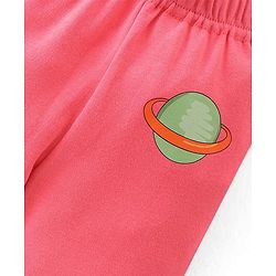 Babyhug Cotton Knit Solid Colour & Planets Printed Bootie Pants Pack of 3 - Multicolour