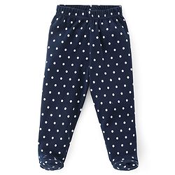 Babyhug Cotton Knit Footed Bootie Leggings Polka Dots Printed Pack of 3 - Pink & Navy Blue