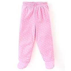 Babyhug Cotton Knit Footed Bootie Leggings Polka Dots Printed Pack of 3 - Pink & Navy Blue