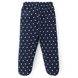 Babyhug Cotton Knit Footed Bootie Leggings Polka Dots Printed Pack of 3 - Pink & Navy Blue