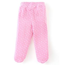 Babyhug Cotton Knit Footed Bootie Leggings Polka Dots Printed Pack of 3 - Pink & Navy Blue