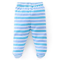 Babyhug Cotton Knit Striped & Giraffe Printed Bootie Pants Pack of 3 - Blue