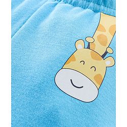 Babyhug Cotton Knit Striped & Giraffe Printed Bootie Pants Pack of 3 - Blue