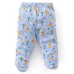 Babyhug Cotton Knit Striped & Giraffe Printed Bootie Pants Pack of 3 - Blue