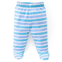 Babyhug Cotton Knit Striped & Giraffe Printed Bootie Pants Pack of 3 - Blue
