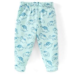 Babyhug Cotton Knit Dino Print Footed Pants Pack of 3 - Blue & Red