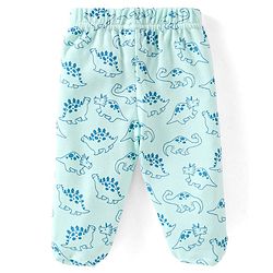 Babyhug Cotton Knit Dino Print Footed Pants Pack of 3 - Blue & Red