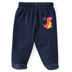 Babyhug Cotton Knit Dino Print Footed Pants Pack of 3 - Blue & Red