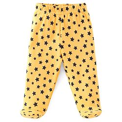 Babyhug Cotton Knit Striped & Stars Printed Bootie Leggings Pack of 3 - Blue & Yellow