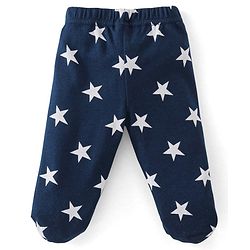 Babyhug Cotton Knit Striped & Stars Printed Bootie Leggings Pack of 3 - Blue & Yellow