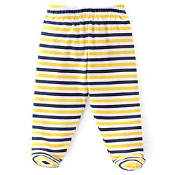 Babyhug Cotton Knit Striped & Stars Printed Bootie Leggings Pack of 3 - Blue & Yellow