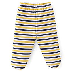 Babyhug Cotton Knit Striped & Stars Printed Bootie Leggings Pack of 3 - Blue & Yellow