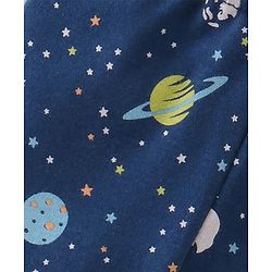 Babyhug Cotton Knit Interlock Booties Pant Striped & Astronaut Print Pack of 3 - Yellow & Blue
