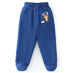 Babyhug Cotton Knit Interlock Booties Pant Striped & Raccoon Print Pack of 3 - Multicolour