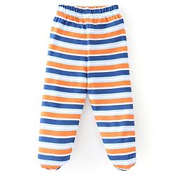 Babyhug Cotton Knit Interlock Booties Pant Striped & Raccoon Print Pack of 3 - Multicolour