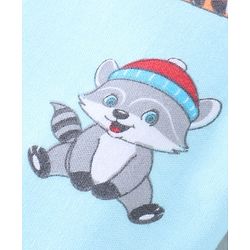 Babyhug Cotton Knit Interlock Booties Pant Striped & Raccoon Print Pack of 3 - Multicolour