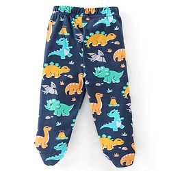 Babyhug Cotton Interlock Knit Full Length Bootie Pants Dino Print Pack of 3 - Blue