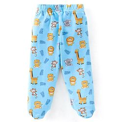 Babyhug Cotton Knit Striped & Jungle Printed Bootie Pants Pack of 3 - Multicolour
