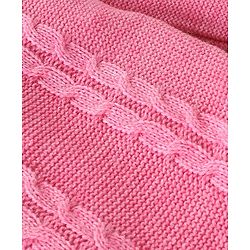 Babyhug Knitted Full Sleeves Winter Wear Romper with Cable Knit Design - Pink