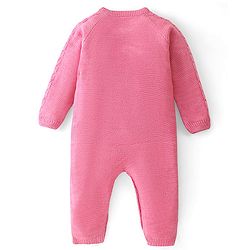 Babyhug Knitted Full Sleeves Winter Wear Romper with Cable Knit Design - Pink
