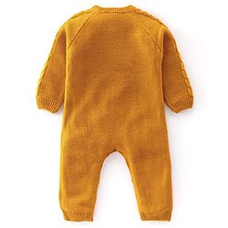 Babyhug Knitted Full Sleeves Winter Wear Romper with Cable Knit Design - Mustard Yellow