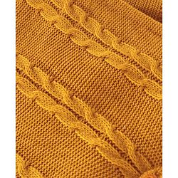 Babyhug Knitted Full Sleeves Winter Wear Romper with Cable Knit Design - Mustard Yellow