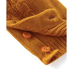 Babyhug Knitted Full Sleeves Winter Wear Romper with Cable Knit Design - Mustard Yellow