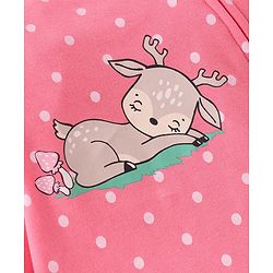 Babyhug Cotton Interlock Knit Full Sleeves Sleepsuit Deer Print - Pink