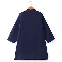 Babyhug Full Sleeves Solid Kurta Pyjama Set with Printed Jacket  - Navy Blue