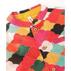 Babyhug Full Sleeves Solid Kurta Pyjama Set with Printed Jacket  - Mustard