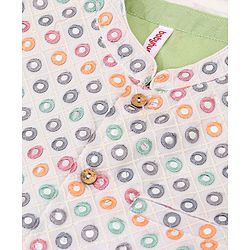 Babyhug Woven Full Sleeves Solid Kurta Pyjama Set with Mirror Embroidered Jacket - Green & White