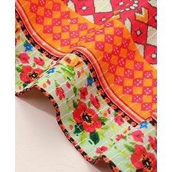 Babyhug Sleeveless All Over Printed Kaftan Kurta With Legging Set-Coral