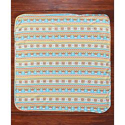 Babyhug Cotton Interlock Bear Printed Towel with Hood L 76 x B 76 cm - Blue Yellow & Orange
