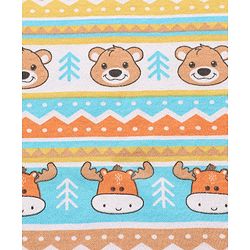 Babyhug Cotton Interlock Bear Printed Towel with Hood L 76 x B 76 cm - Blue Yellow & Orange