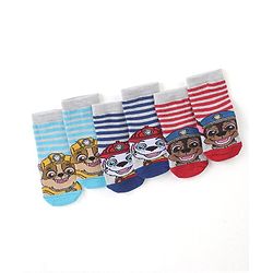 Cute Walk by Babyhug Cotton Blend Ankle Length Anti Bacterial Socks Paw Patrol Design Pack of 3 - Red & Blue