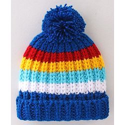 Babyhug Woollen Caps with Pompom - Multicolour