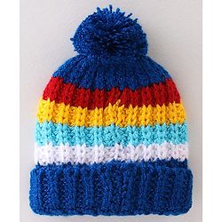 Babyhug Woollen Caps with Pompom - Multicolour