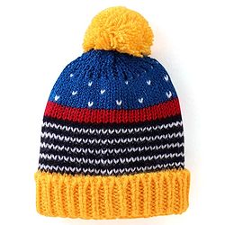 Babyhug Woollen Cap with Pompom - Multicolour