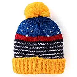 Babyhug Woollen Cap with Pompom - Multicolour