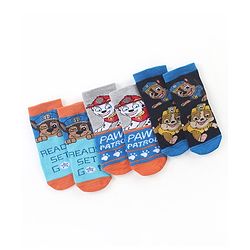 Cute Walk by Babyhug Cotton Blend Ankle Length Anti Bacterial Socks Paw Patrol Design Pack of 3 - Grey & Blue