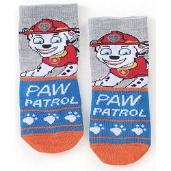 Cute Walk by Babyhug Cotton Blend Ankle Length Anti Bacterial Socks Paw Patrol Design Pack of 3 - Grey & Blue