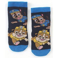 Cute Walk by Babyhug Cotton Blend Ankle Length Anti Bacterial Socks Paw Patrol Design Pack of 3 - Grey & Blue