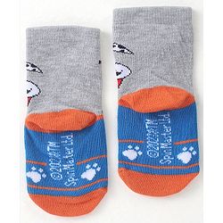 Cute Walk by Babyhug Cotton Blend Ankle Length Anti Bacterial Socks Paw Patrol Design Pack of 3 - Grey & Blue