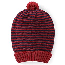 Babyhug Knit Striped Woollen Cap - Red & Black