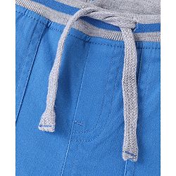 Babyhug Cotton Stretch Woven Full Length with Rib Trouser Solid Colour- Blue