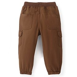 Babyhug Cotton Spandex Woven Full Length Solid Joggers - Rust Brown