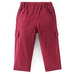 Babyhug Cotton Full Length With Stretch Trousers Solid Colour - Red