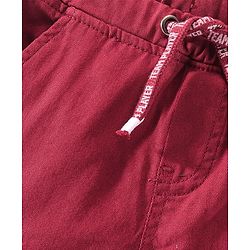 Babyhug Cotton Full Length With Stretch Trousers Solid Colour - Red