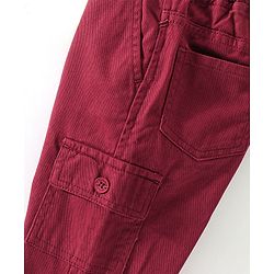 Babyhug Cotton Full Length With Stretch Trousers Solid Colour - Red