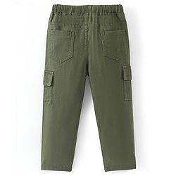 Babyhug Cotton Full Length Solid Joggers With Stretch- Olive